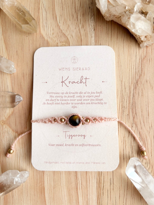 Wens armband Kracht Tijgeroog