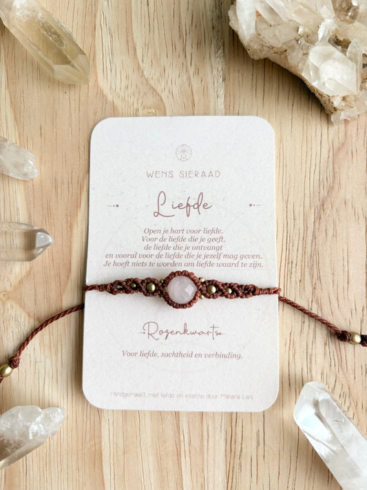 Wens armband liefde - Rozenkwarts
