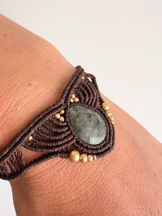 Guardian armband donker bruin - Labradoriet