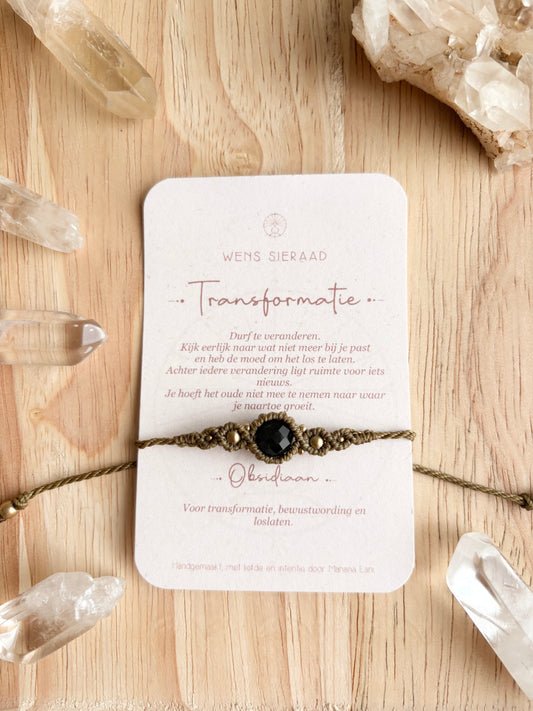 Wens armband Transformatie Obsidiaan